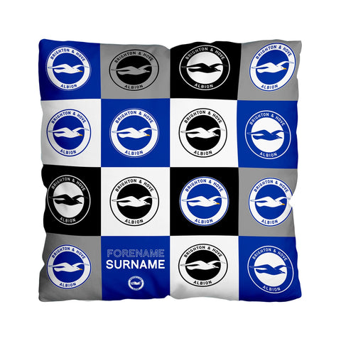Personalised Brighton & Hove Albion Cushion - Chequered (18")