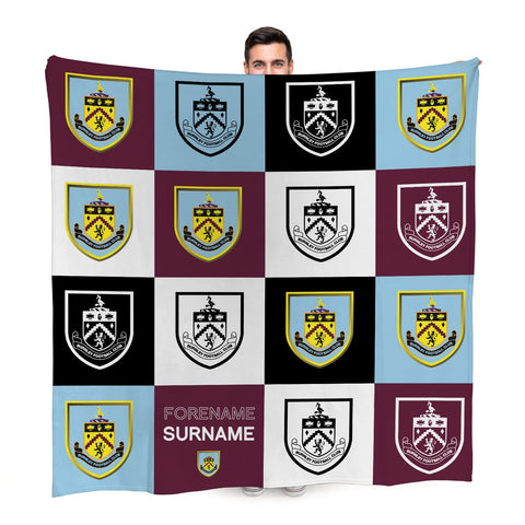 Personalised Burnley FC Fleece Blanket - Chequered