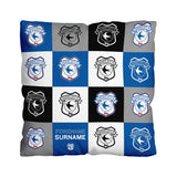 Personalised Cardiff City Cushion - Chequered (18")