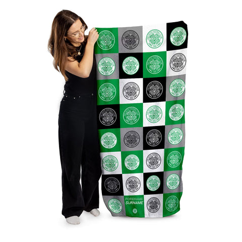 Personalised Celtic FC Beach Towel - Chequered