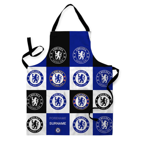 Personalised Chelsea FC Chequered Kids' Apron