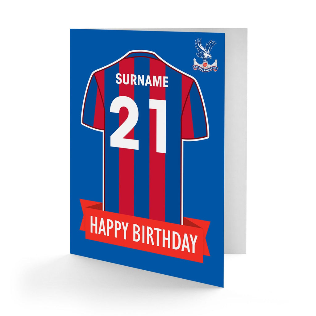 Personalised Crystal Palace FC Shirt Birthday Card  - Official Merchandise Gifts