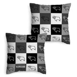 Personalised Derby County Cushion - Chequered (18")