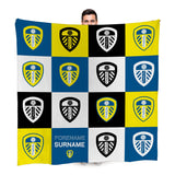 Personalised Leeds United Fleece Blanket - Chequered