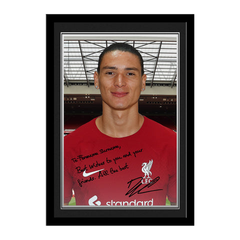 Personalised Liverpool FC Darwin Nunez Autograph Photo Framed