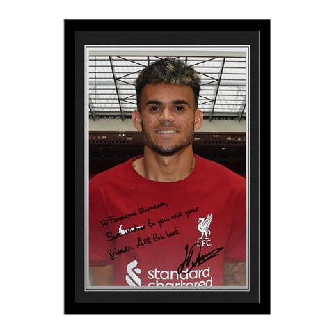 Personalised Liverpool FC Luis Diaz Autograph Photo Framed