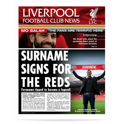 Personalised Liverpool FC News Page Print
