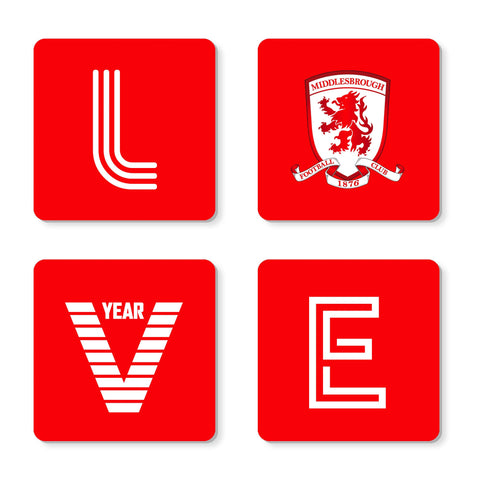 Personalised Middlesbrough FC Coasters, Set of 4