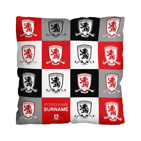 Personalised Middlesbrough FC Cushion - Chequered (18")
