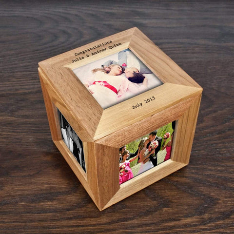 Personalised Oak Photo Cube Small Keepsake Box - Official Merchandise Gifts