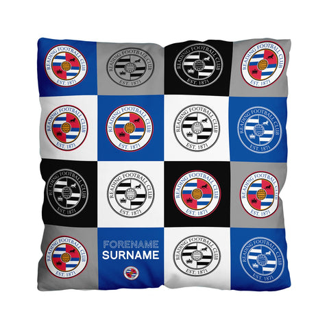 Personalised Reading FC Cushion - Chequered (18")