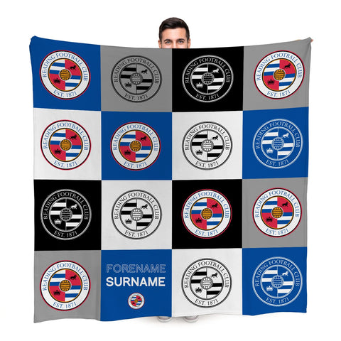 Personalised Reading FC Fleece Blanket - Chequered