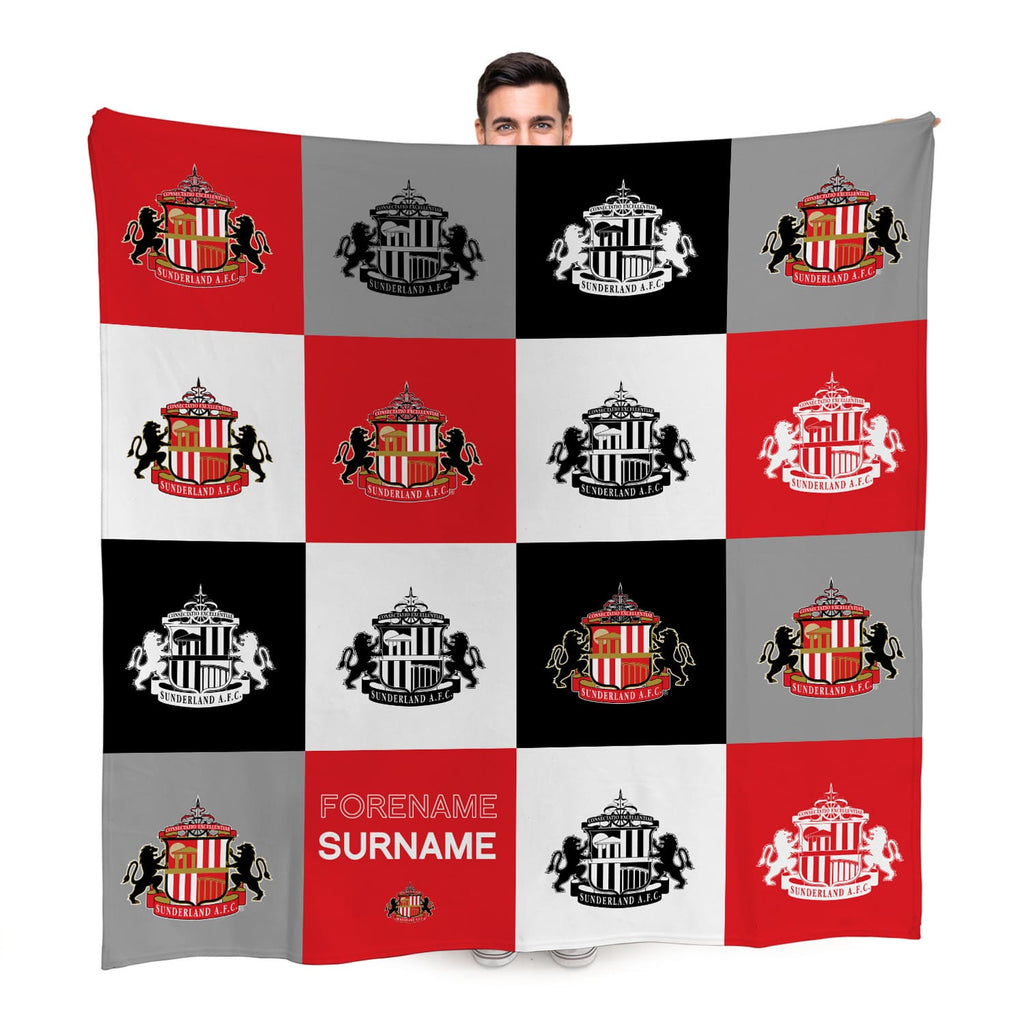 Personalised Sunderland Fleece Blanket - Chequered