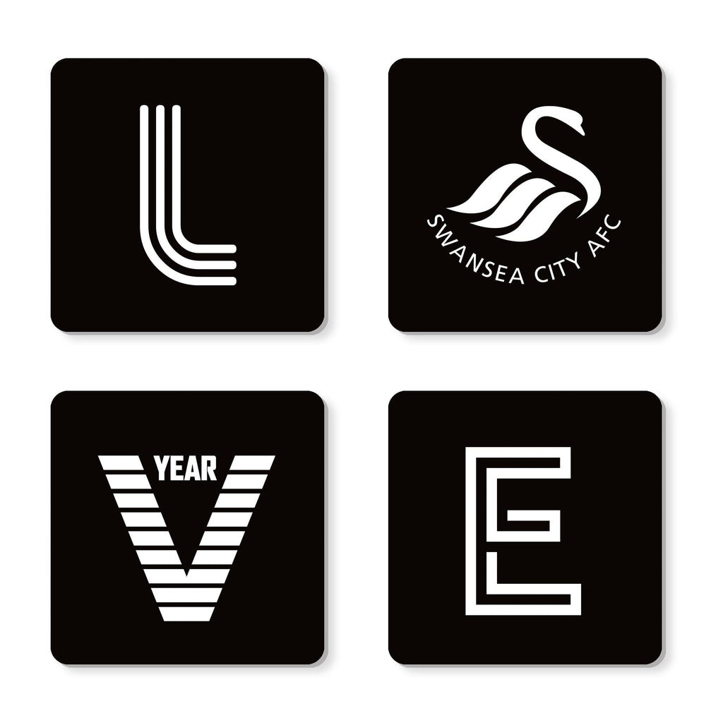 Personalised Swansea City Coasters, Set of 4