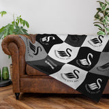 Personalised Swansea City Fleece Blanket - Chequered