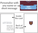 Personalised West Ham Birthday Card