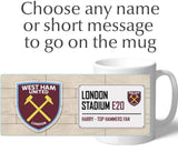 Personalised West Ham Mug - Street Sign - Official Merchandise Gifts