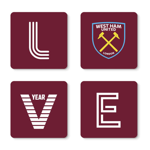 Personalised West Ham United Coasters, Set of 4