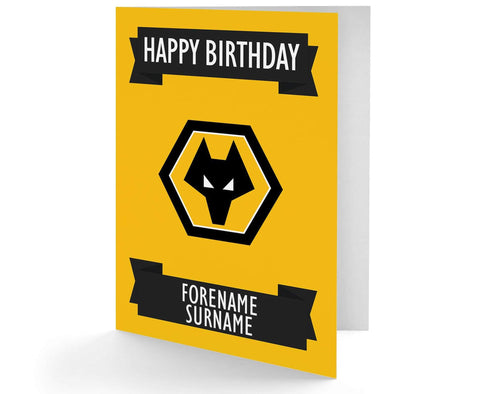 Personalised Wolves Birthday Card  - Official Merchandise Gifts