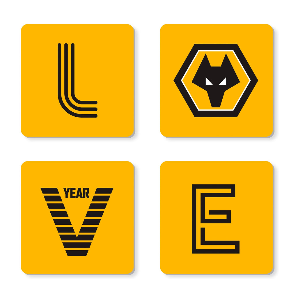 Personalised Wolves Coasters, Set of 4