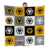 Personalised Wolves Fleece Blanket - Chequered