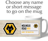 Personalised Wolves Mug - Street Sign - Official Merchandise Gifts