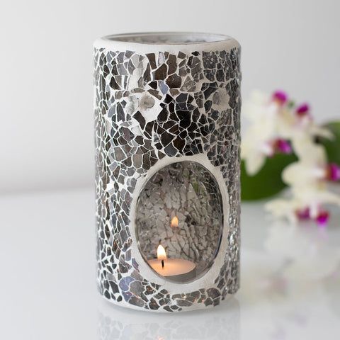 Pillar Gunmetal Grey Crackle Oil Burner