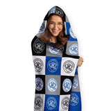 Queens Park Rangers Personalised Adult Hooded Fleece Blanket - Chequered