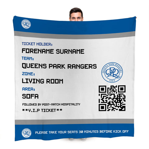 Queens Park Rangers Personalised Fleece Blanket (Fans Ticket Design)