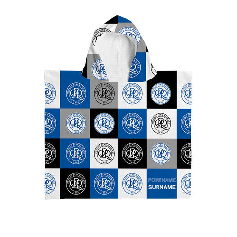 Queens Park Rangers Personalised Kids' Hooded Towel - Chequered