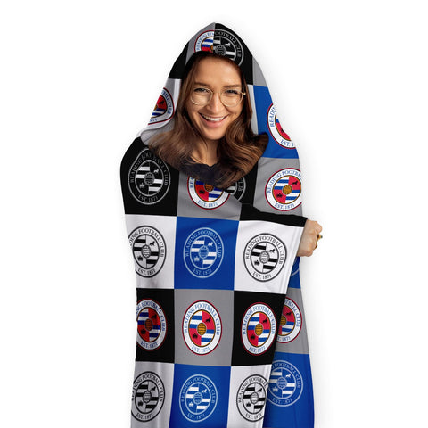 Reading FC Personalised Adult Hooded Fleece Blanket - Chequered