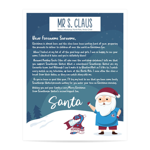 Scunthorpe FC Personalised Letter from Santa