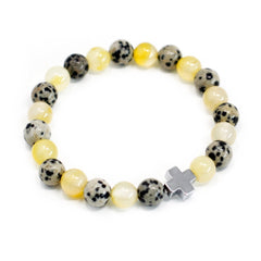 Set of 2 Gemstones Friendship Bracelets - Protection - Dalmatian Jasper & Yellow Agate