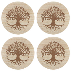 Set of 4 Tree of Life Engraved Coasters