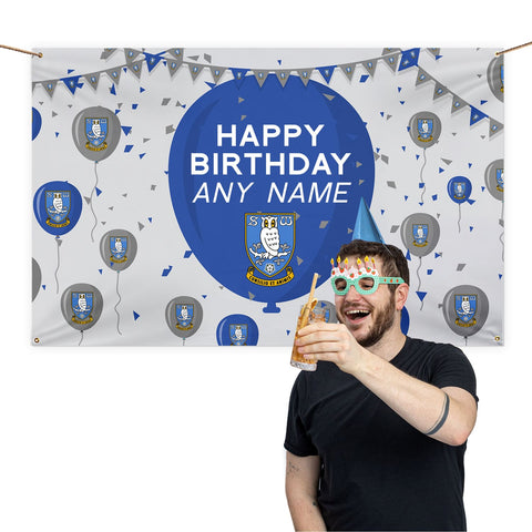 Sheffield Wednesday Personalised Banner (5ft x 3ft, Balloons Design)