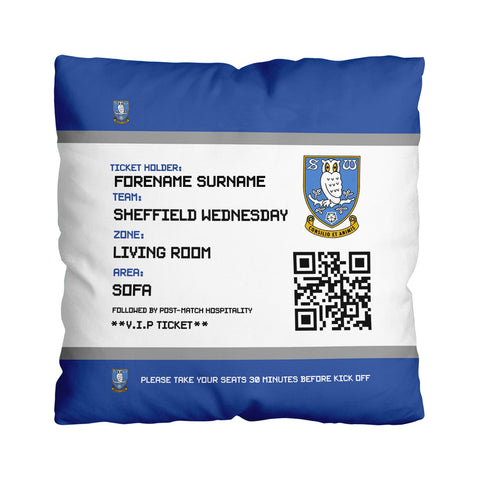 Sheffield Wednesday Personalised Cushion - Fans Ticket (18")