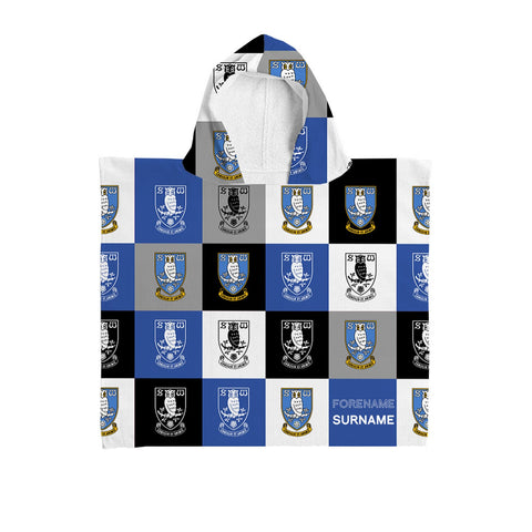 Sheffield Wednesday Personalised Kids' Hooded Towel - Chequered