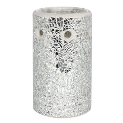 Silver Pillar Crackle Glass Oil Burner