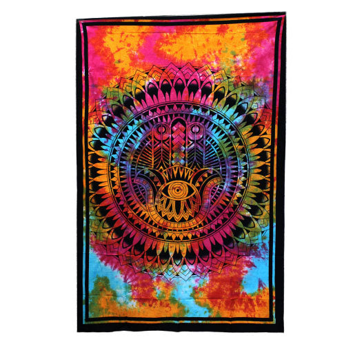 Single Cotton Bedspread + Wall Hanging -  Hamsa