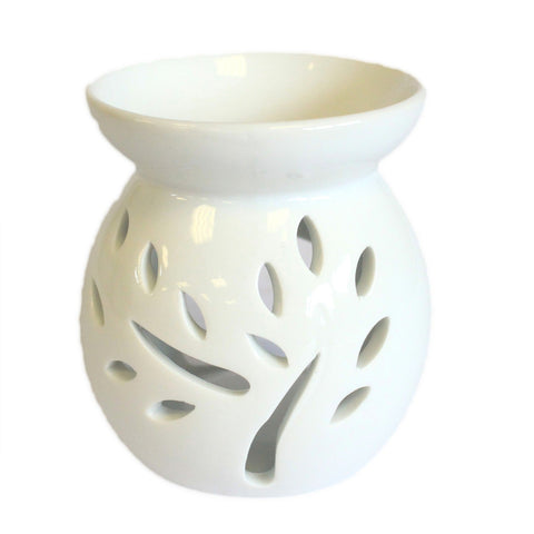 Sm Classic White Oil Burner - Tree Cut-out