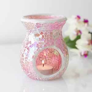 Small Pink Iridescent Crackle Oil Burner