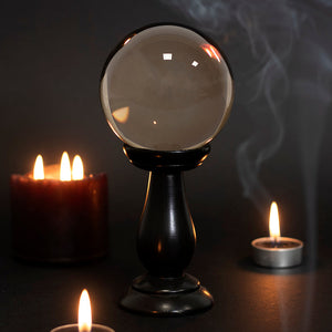 Small Smoke Grey Crystal Ball on Stand