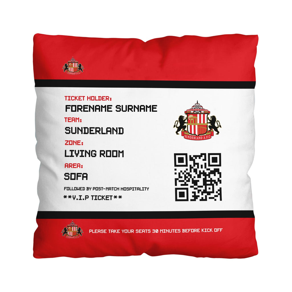 Sunderland Personalised Cushion - Fans Ticket (18")