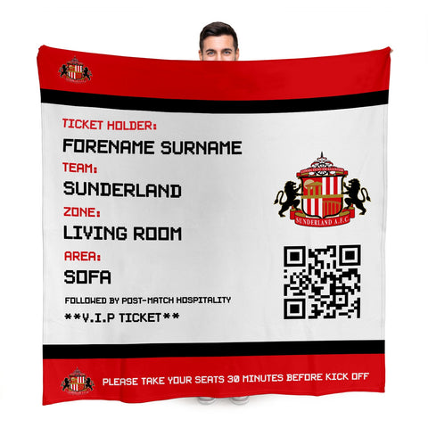 Sunderland Personalised Fleece Blanket (Fans Ticket Design)