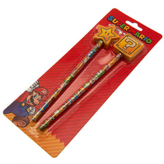 Super Mario 2pk Pencil & Topper Set  - Official Merchandise Gifts