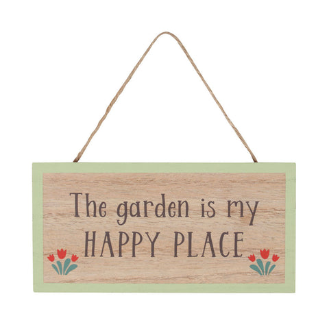 The Garden Is My Happy Place Hanging Sign