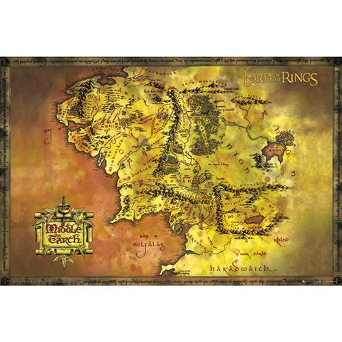The Lord Of The Rings Poster Map 274  - Official Merchandise Gifts