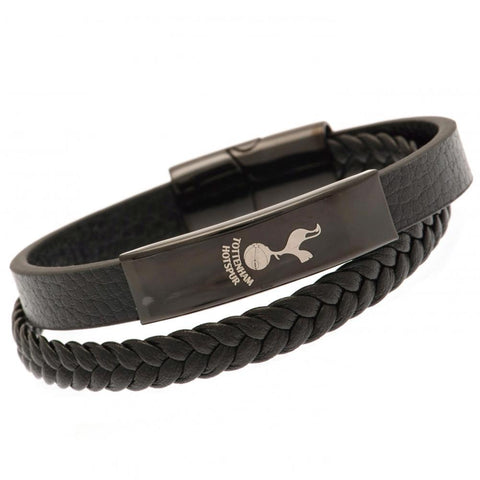 Tottenham Hotspur FC Black IP Leather Bracelet  - Official Merchandise Gifts