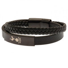 Tottenham Hotspur FC Black IP Leather Bracelet  - Official Merchandise Gifts