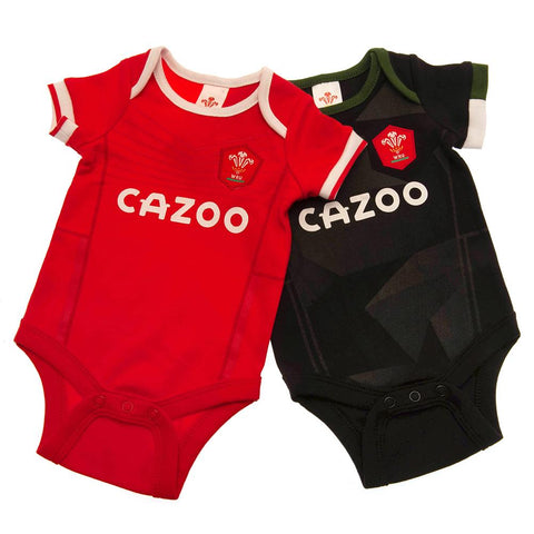 Wales RU 2 Pack Bodysuit 3-6 Mths PC  - Official Merchandise Gifts
